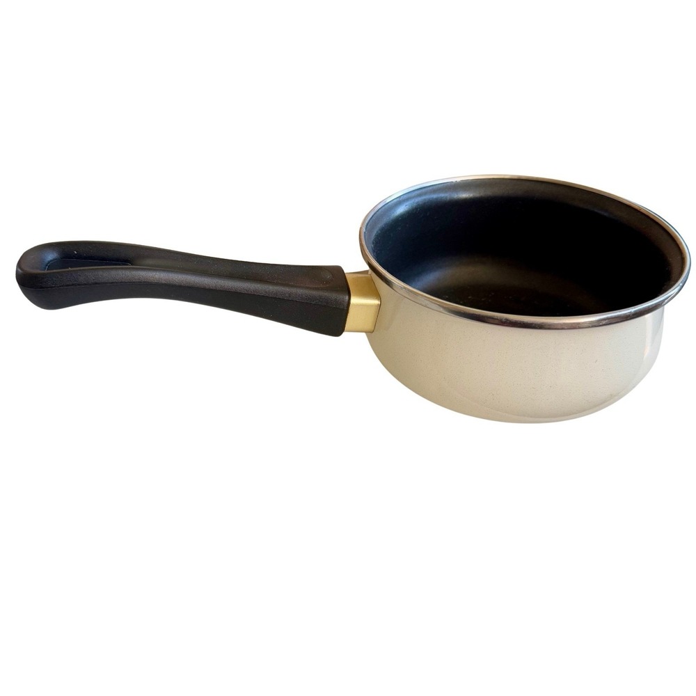 Vintage Encore 1 Qt Saucepan Non-Stick White Metal Gas/Electric Compatible